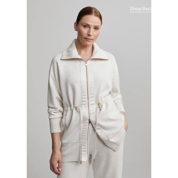 VARLEY Ridgefield Longline Zip Through Jacket Ivory Marl L NWT